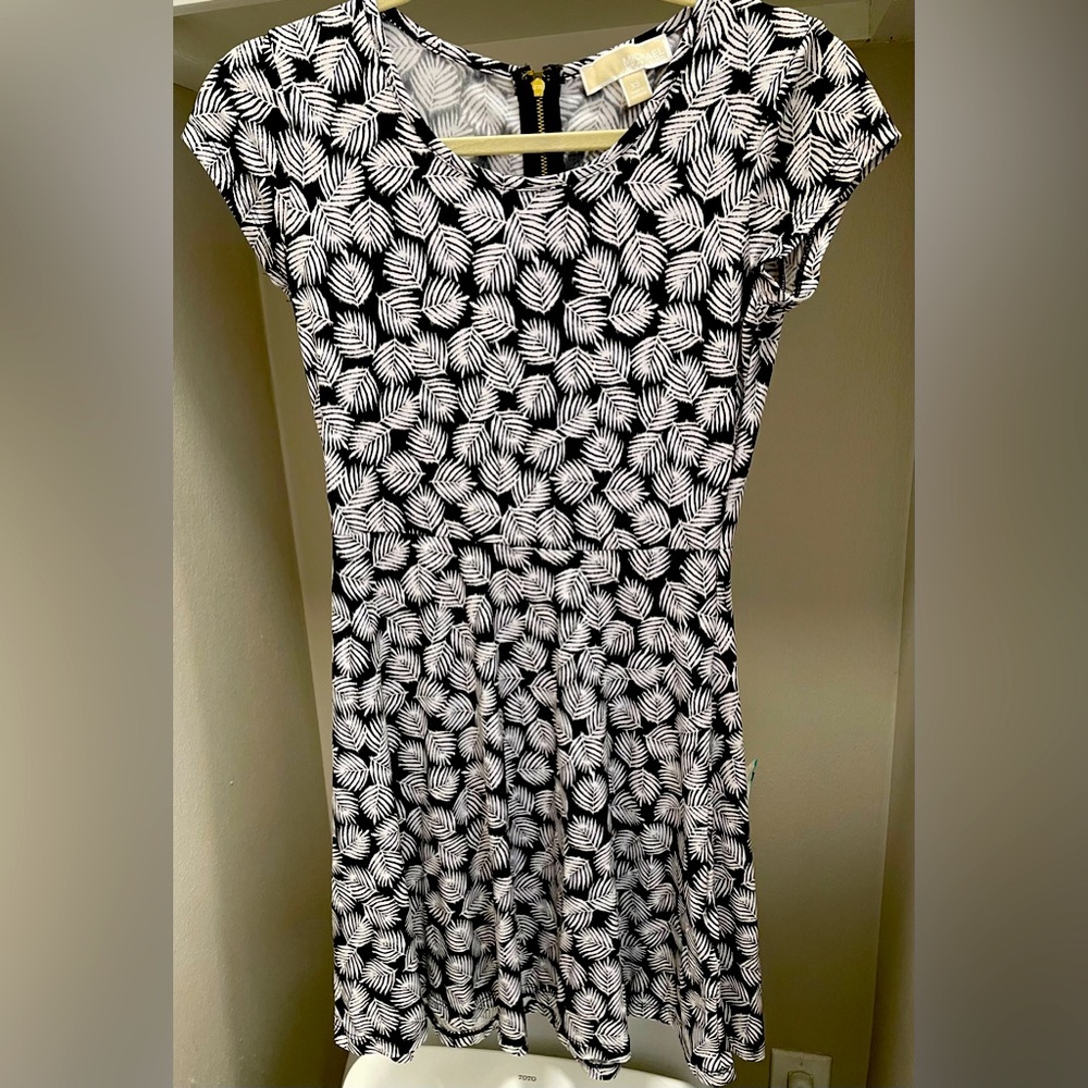 Michael Kors Black & White Palm Leaf sundress